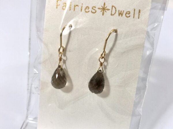 fai 55 宝石質スモーキークォーツ ドロップカット/ピアス
