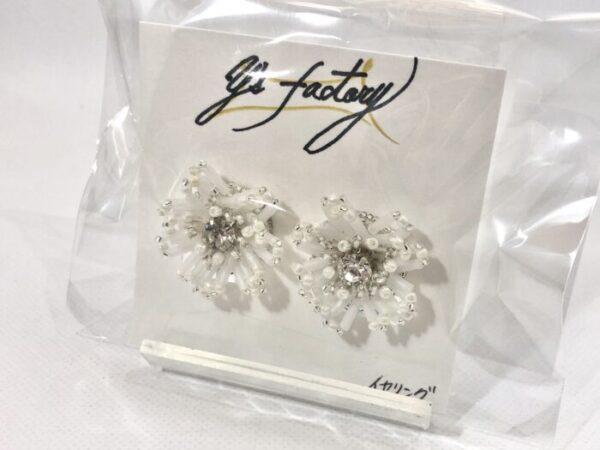 ysf 31-1 刺繍お花フロストビーズ イヤリング