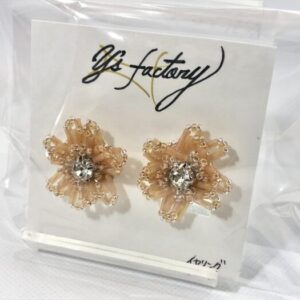 ysf 31-3 刺繍お花フロストビーズ イヤリング