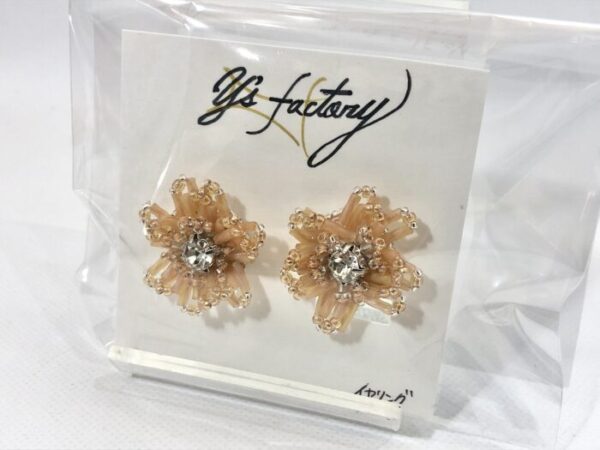 ysf 31-3 刺繍お花フロストビーズ イヤリング
