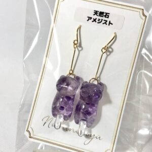 ssk 16 天然石猫ピアス(アメジスト)