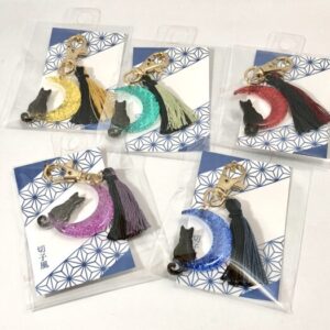 ssk 105 切子猫と月のキーホルダー