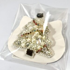 kmr 259 ビーズの猫ツリーブローチ