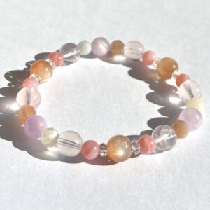 puy 535 オレンジサンムーンストーンとクンツァイトのブレスレット