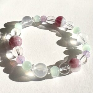 puy 538 ピンクトルマリンシリカとオーシャンカルサイトのブレスレット