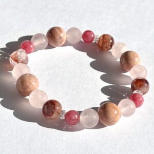 puy 540 ピンクめのうとロードナイトのブレスレット