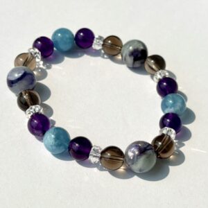 puy 541 青紫色のレピドライトシリカとアメジストのブレスレット