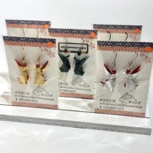 yku 6 折り紙うさぎのピアス橙色シール