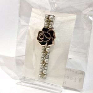 fsk 2 ヘアクリップ(大)パール黒バラ