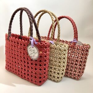 irn 4 四つだたみ編み2wayミニかごBag