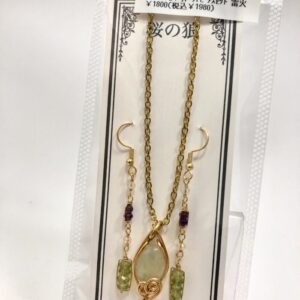 rai 79 プレナイトネックレス&アメジスト&ペリドットピアスセット