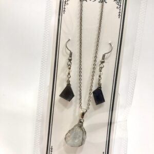 rai 80 セレスタイトネックレス&アイオライト&クリスタルピアスセット