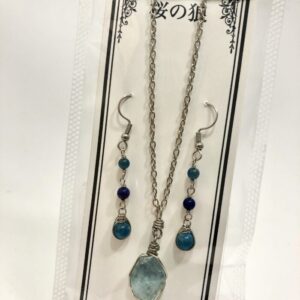 rai 78 アクアマリンネックレス&ラピスラズリ+ブルーアパタイトピアスセット