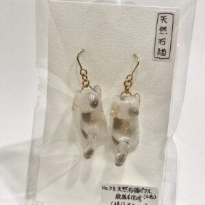 ssk 118 天然石猫ピアス(三毛)