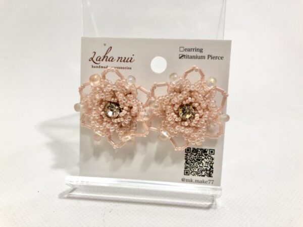 No.518 ピンクのお花のピアス ハンドメイド lah 20 ピンクのお花ピアス | パンドラ・ノ・ハコニワ