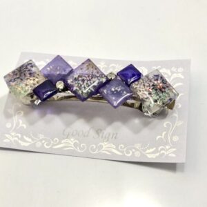 goo 287 パープルスクエアにレースフラワーを封じ込めたおとな可愛いバレッタ