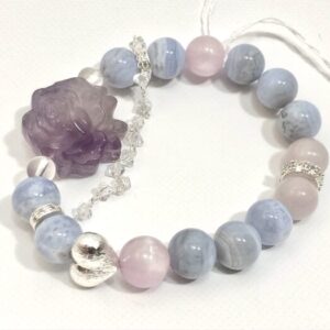 yuz 4 フローライト・ブルーレースアゲートばらブレスレット