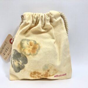aik 19 お花たたき染 巾着袋(黄)